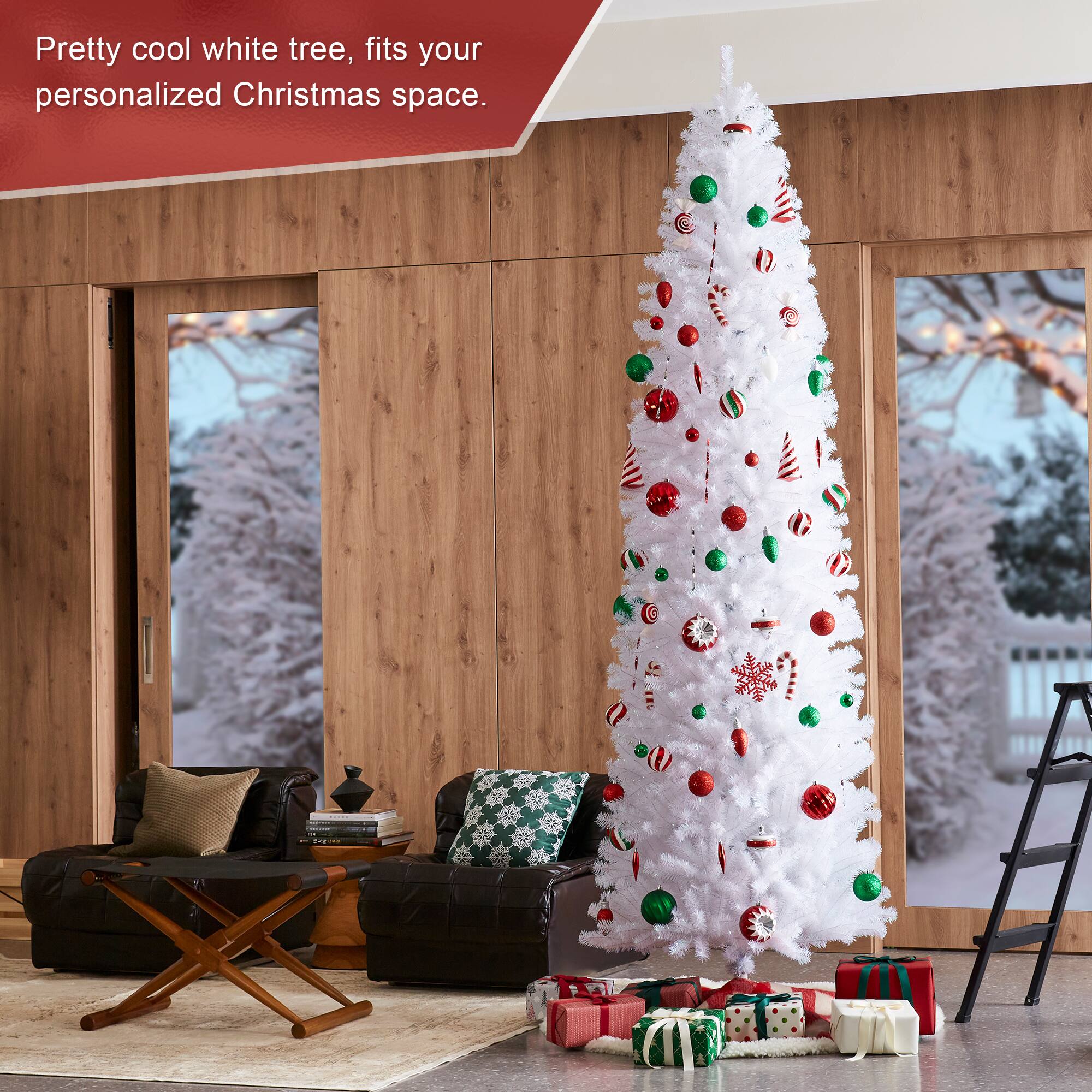 9ft. Unlit White Pencil Tinsel Artificial Christmas Tree